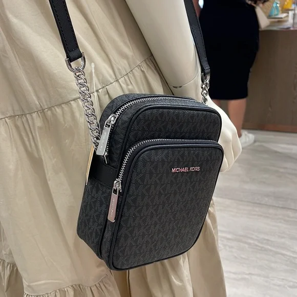 Michael Kors Jet Set Flight Crossbody Black NS - Picture 13 of 16